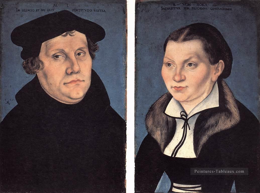 diptyque avec les portraits de Luther et de sa femme Renaissance Lucas Cranach l’Ancien Peintures à l'huile
